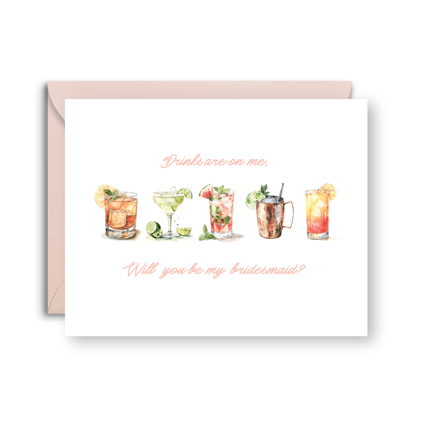 Drinks On Me Bridal Party Proposal Card