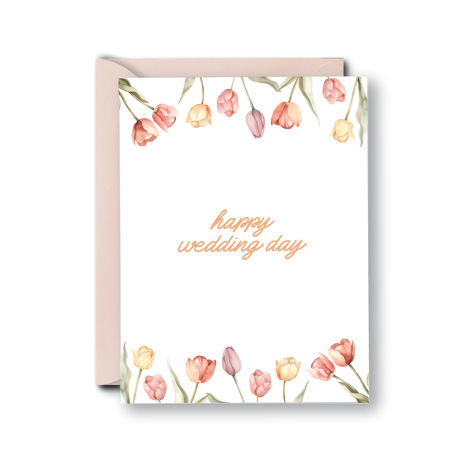 Tulip Blooms Happy Wedding Day Greeting Card